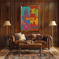 Austin Vibes Pop Art Cultural Poster PosterGoat