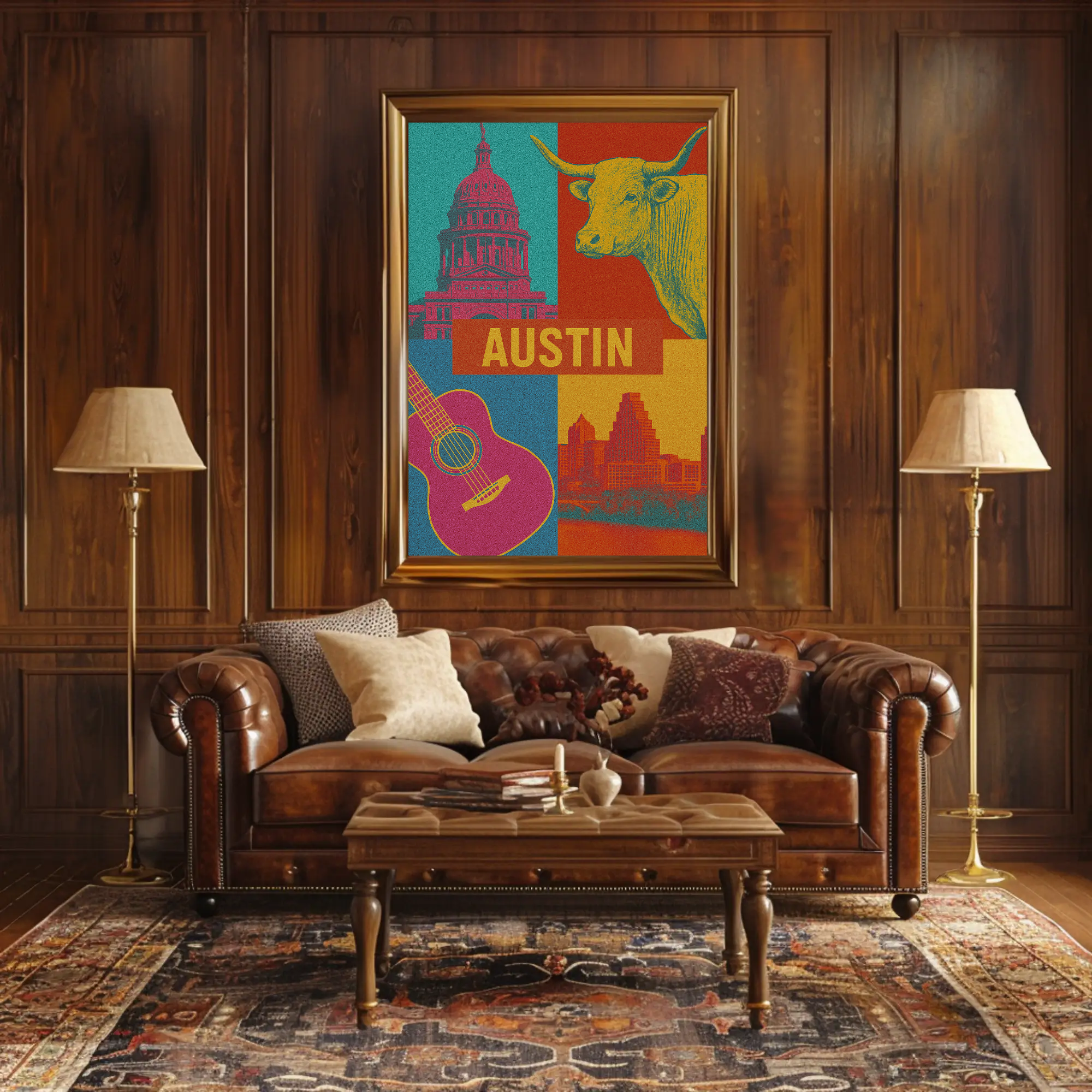 Austin Vibes Pop Art Cultural Poster PosterGoat