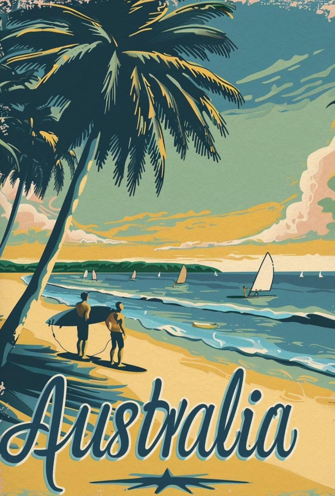 Australian Beach Vacation Vintage Poster PosterGoat