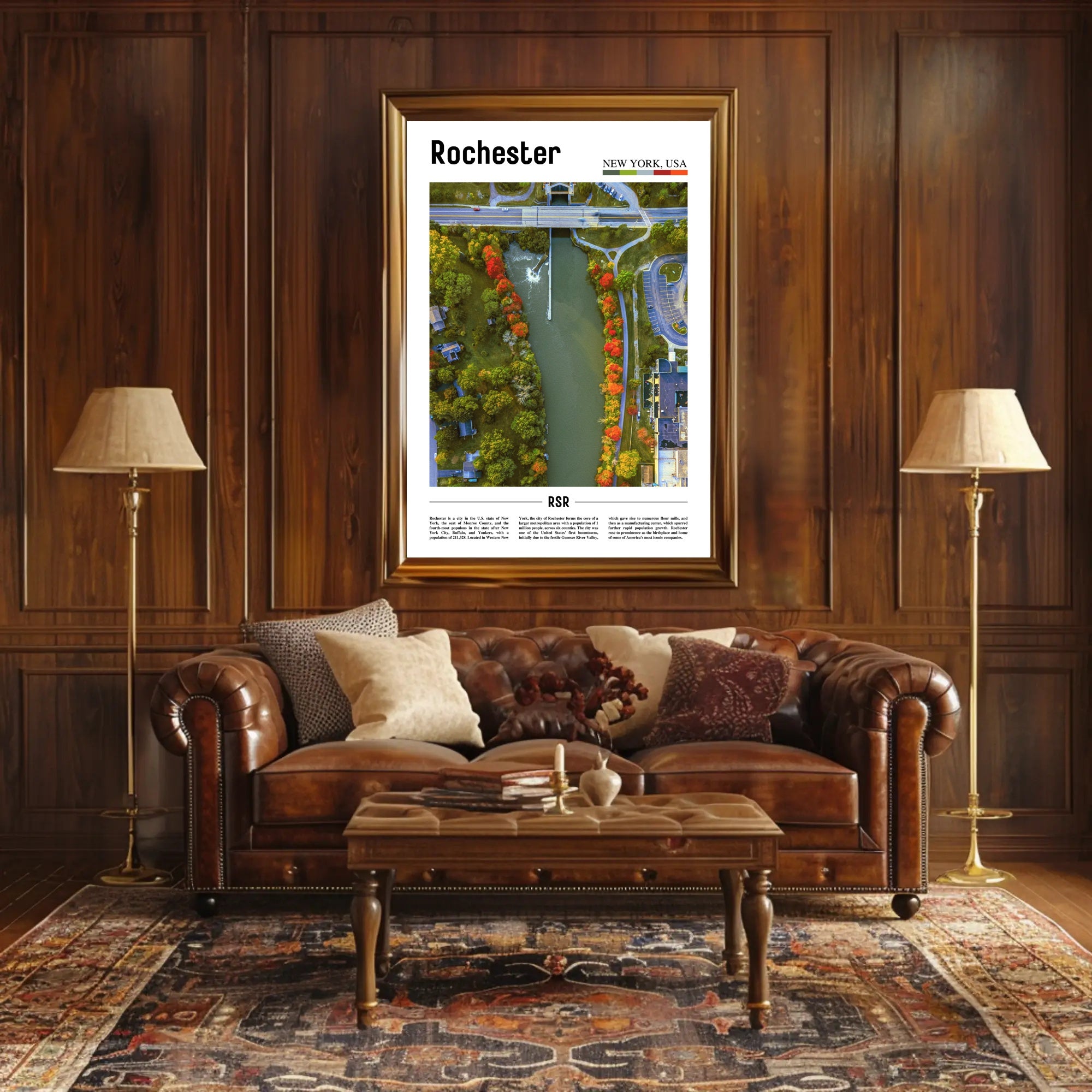 Autumn River Aerial View in Travel Poster PosterGoat