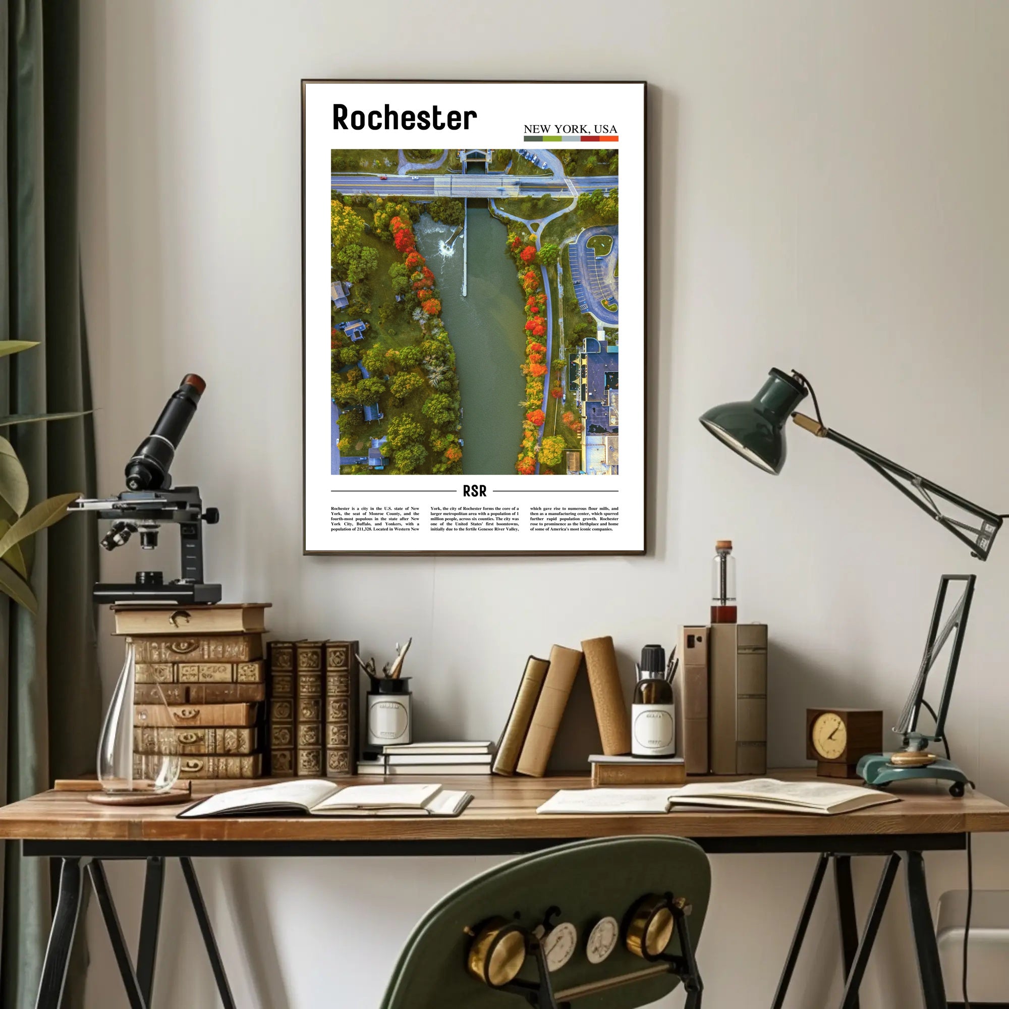 Autumn River Aerial View in Travel Poster PosterGoat