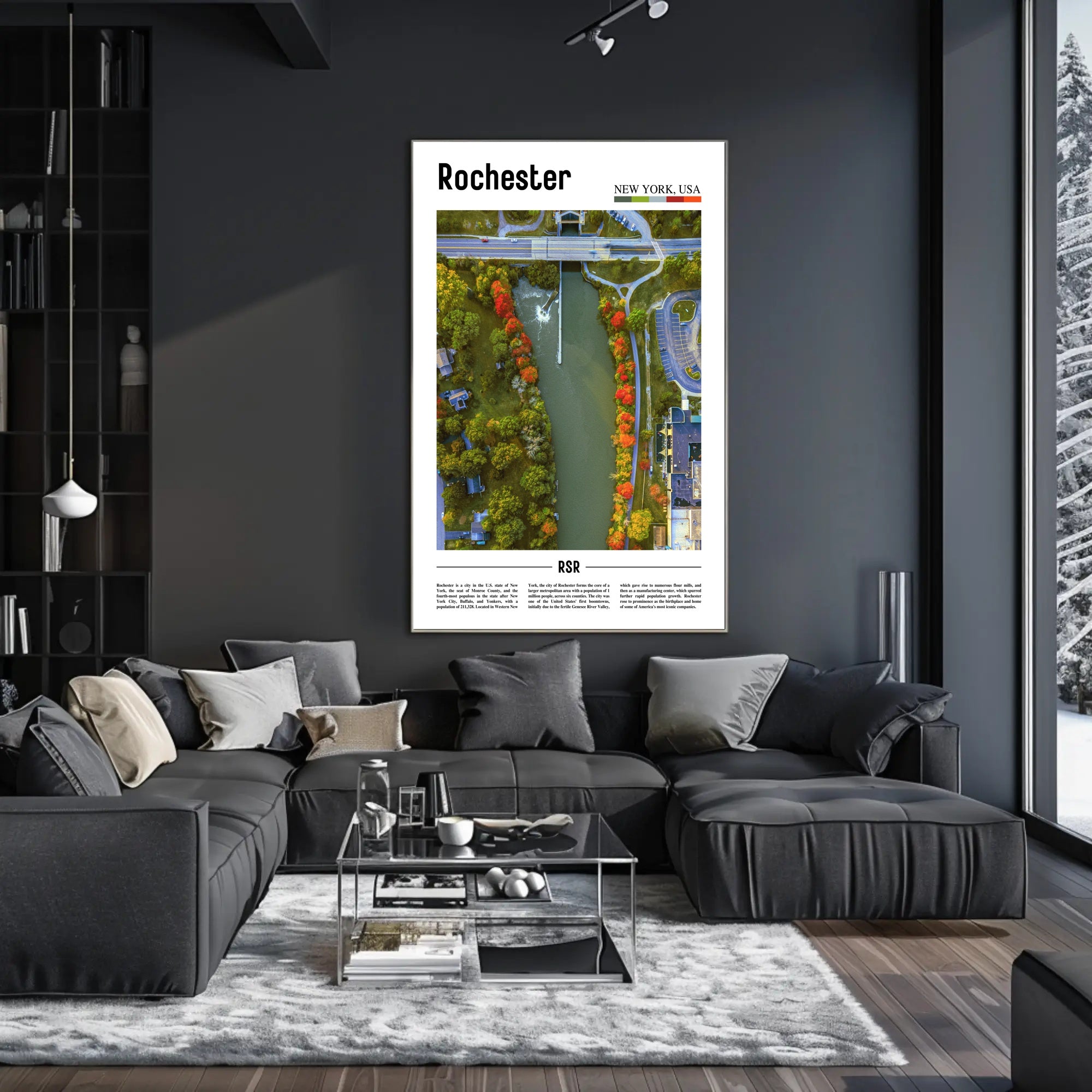 Autumn River Aerial View in Travel Poster PosterGoat