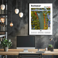 Autumn River Aerial View in Travel Poster PosterGoat