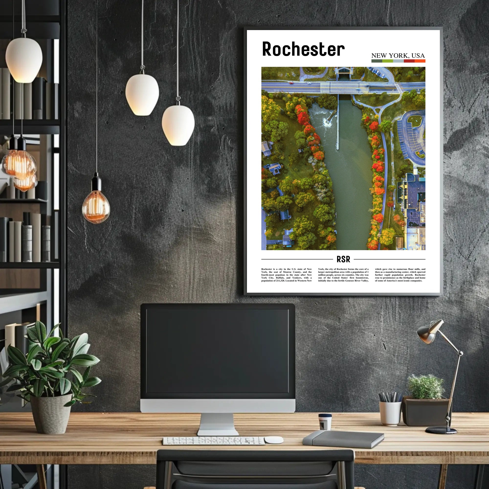 Autumn River Aerial View in Travel Poster PosterGoat