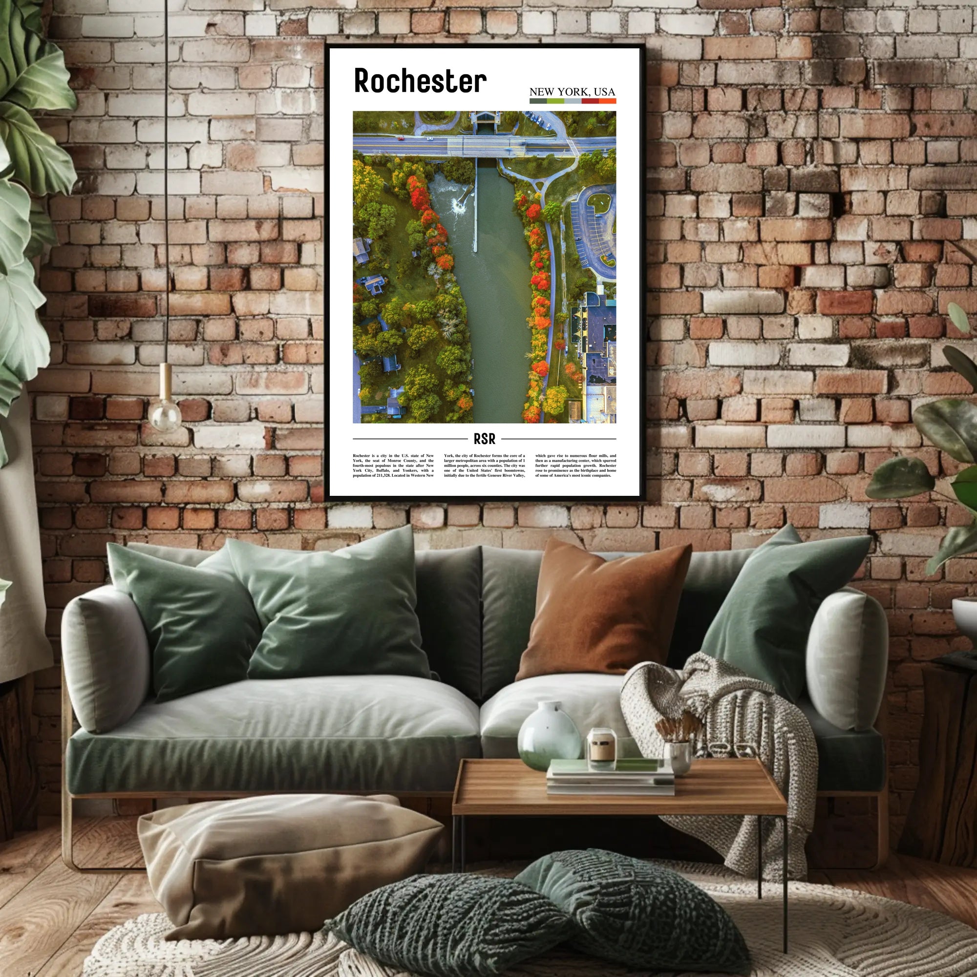 Autumn River Aerial View in Travel Poster PosterGoat