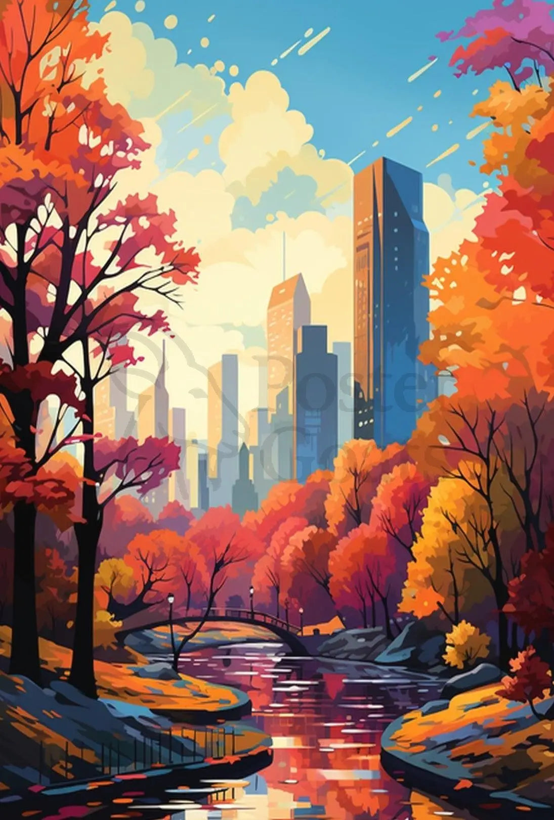 Autumn Serenity in Cityscape National Park Poster PosterGoat