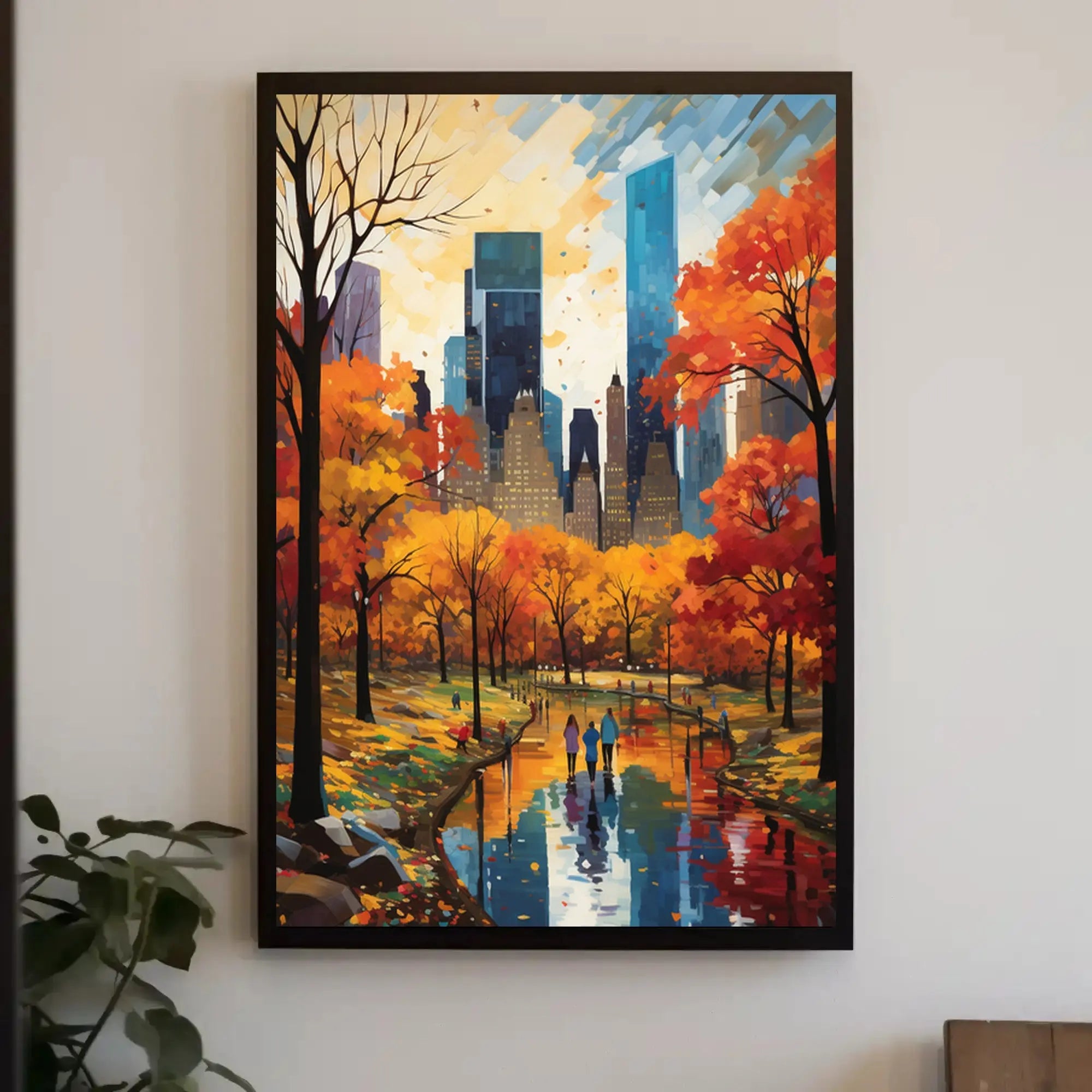 Autumn Urban Oasis in New York Artistic Poster PosterGoat