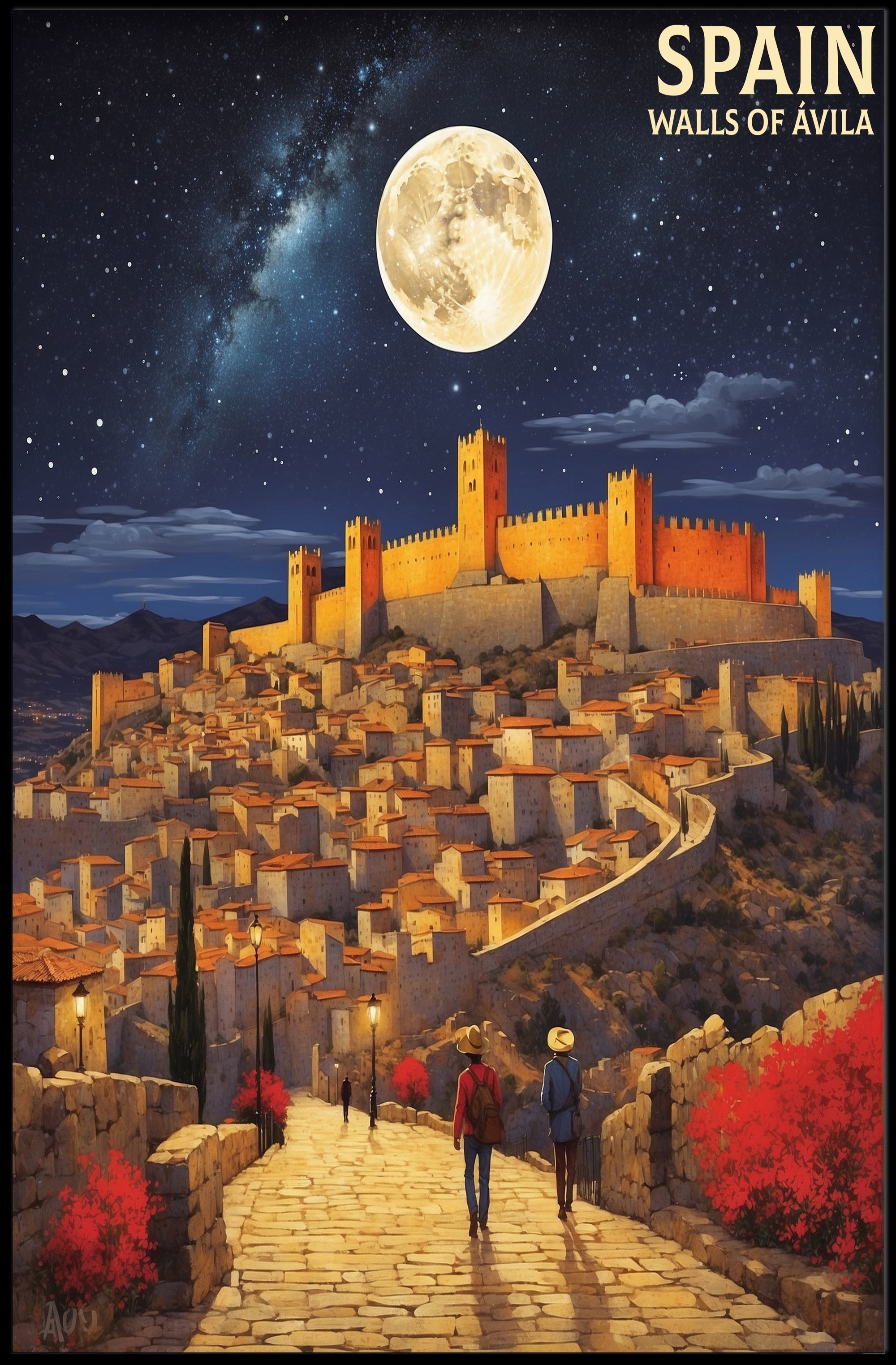Ávila Nightscape Travel Poster PosterGoat