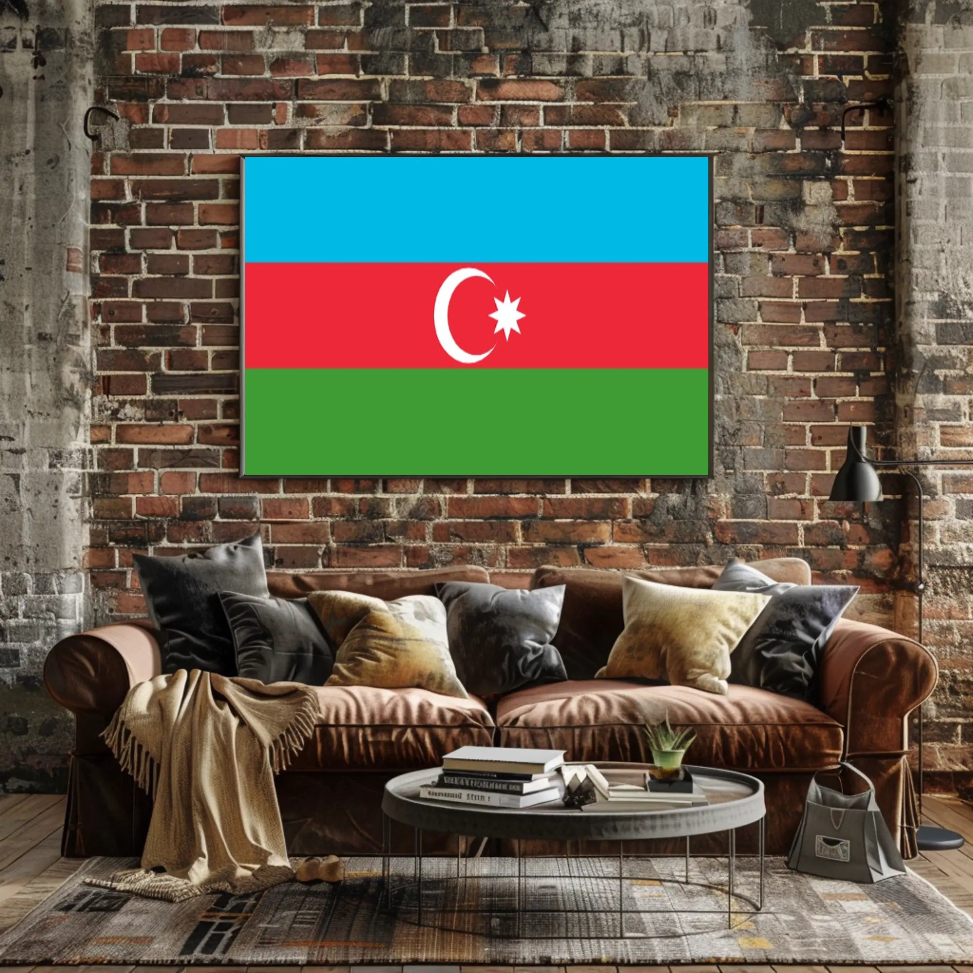 Azerbaijan Flag Minimalist Design National Pride Country Flag Poster PosterGoat