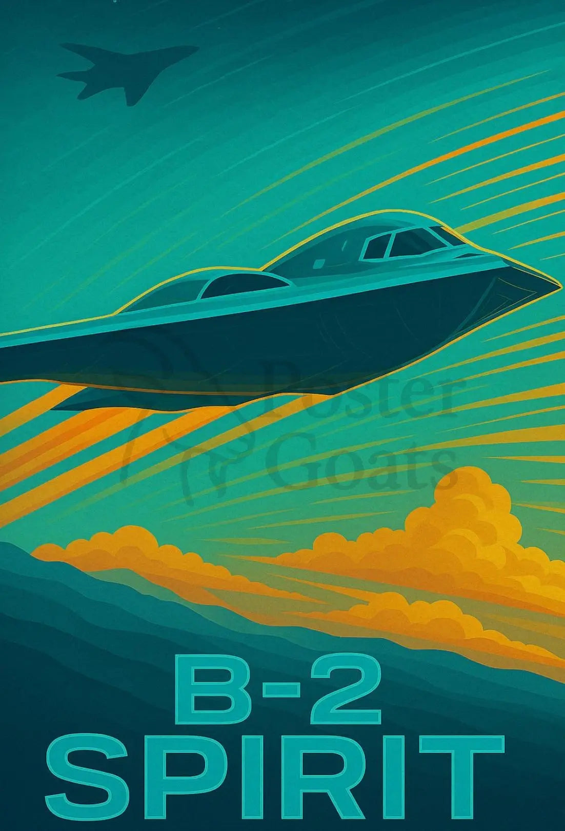 B-2 Spirit Stealth Bomber Art Futuristic Sci-Fi Poster PosterGoat