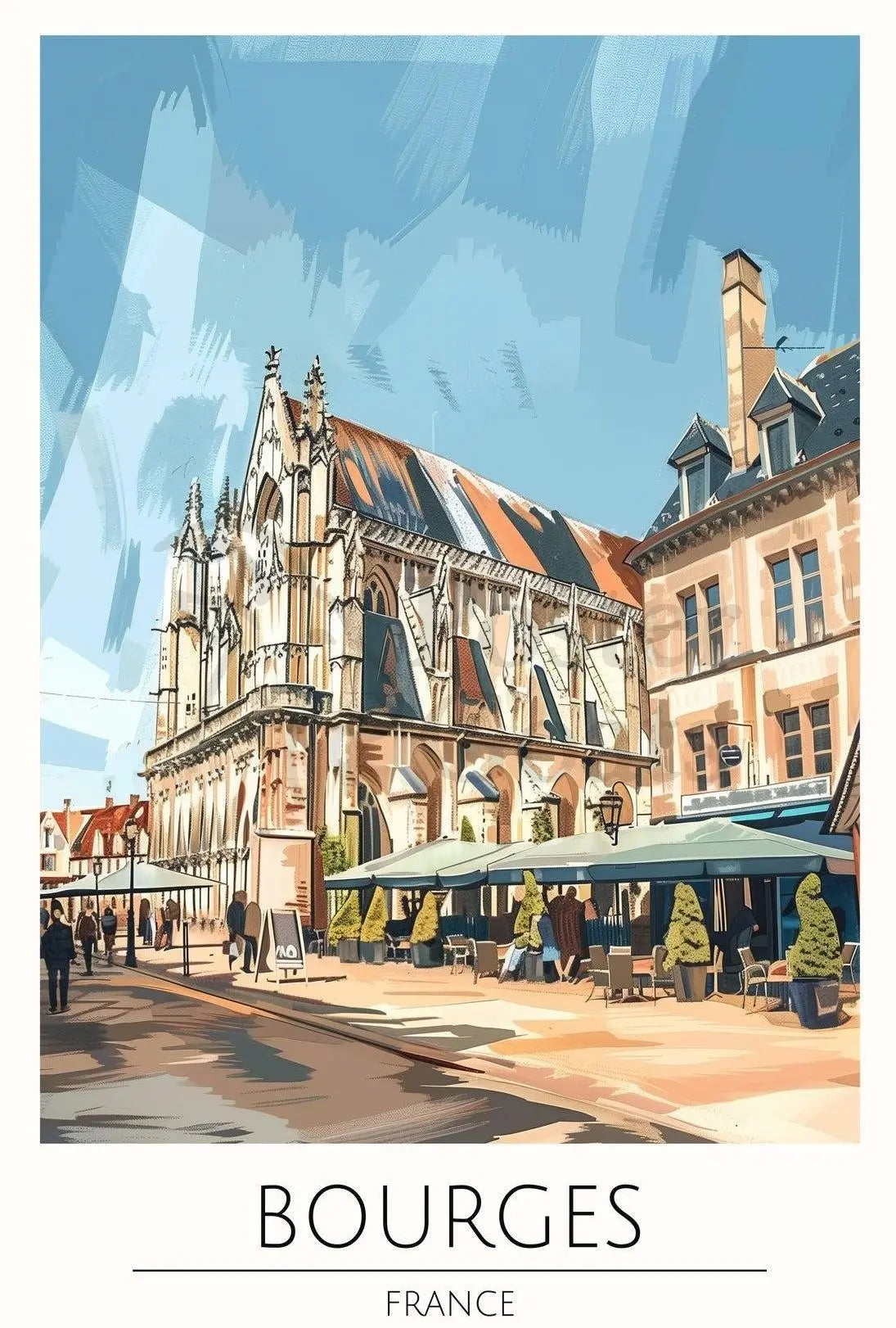 BOURGES FRANCE GOTHIC CATHEDRAL TRAVEL POSTER PosterGoat