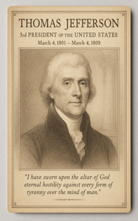 Thomas Jefferson 3rd President - Trading Card PosterGoat