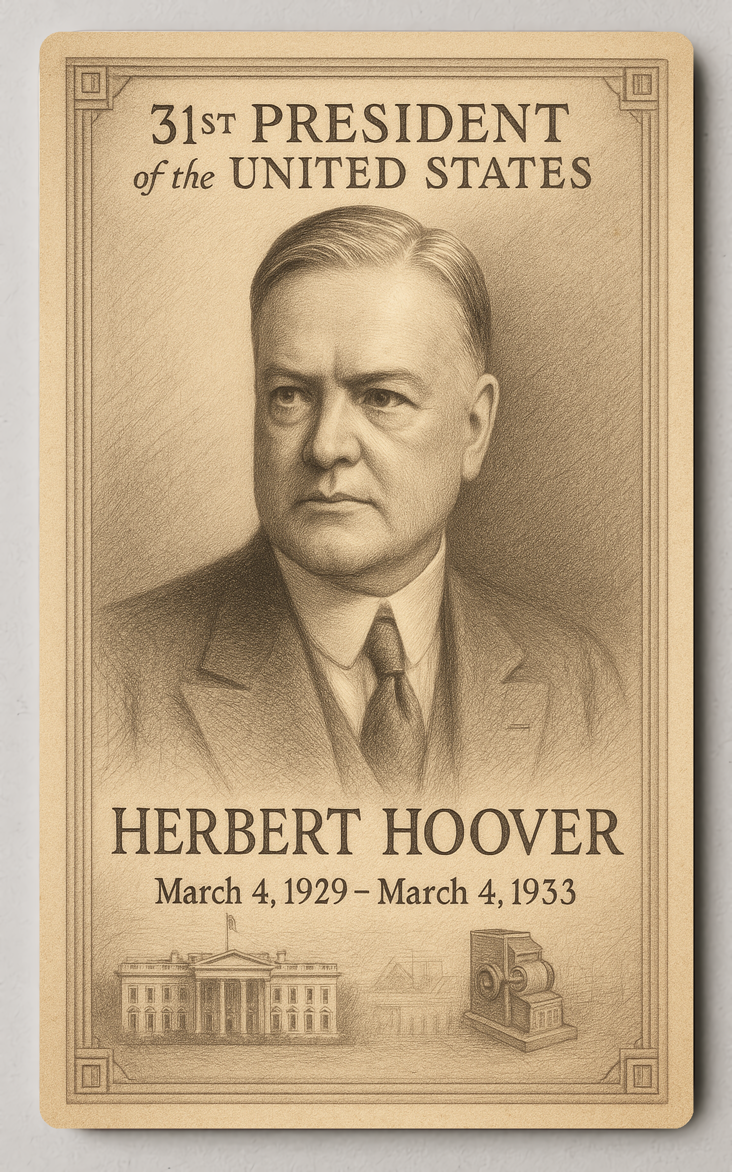 Herbert Hoover 31st President - Trading Card PosterGoat