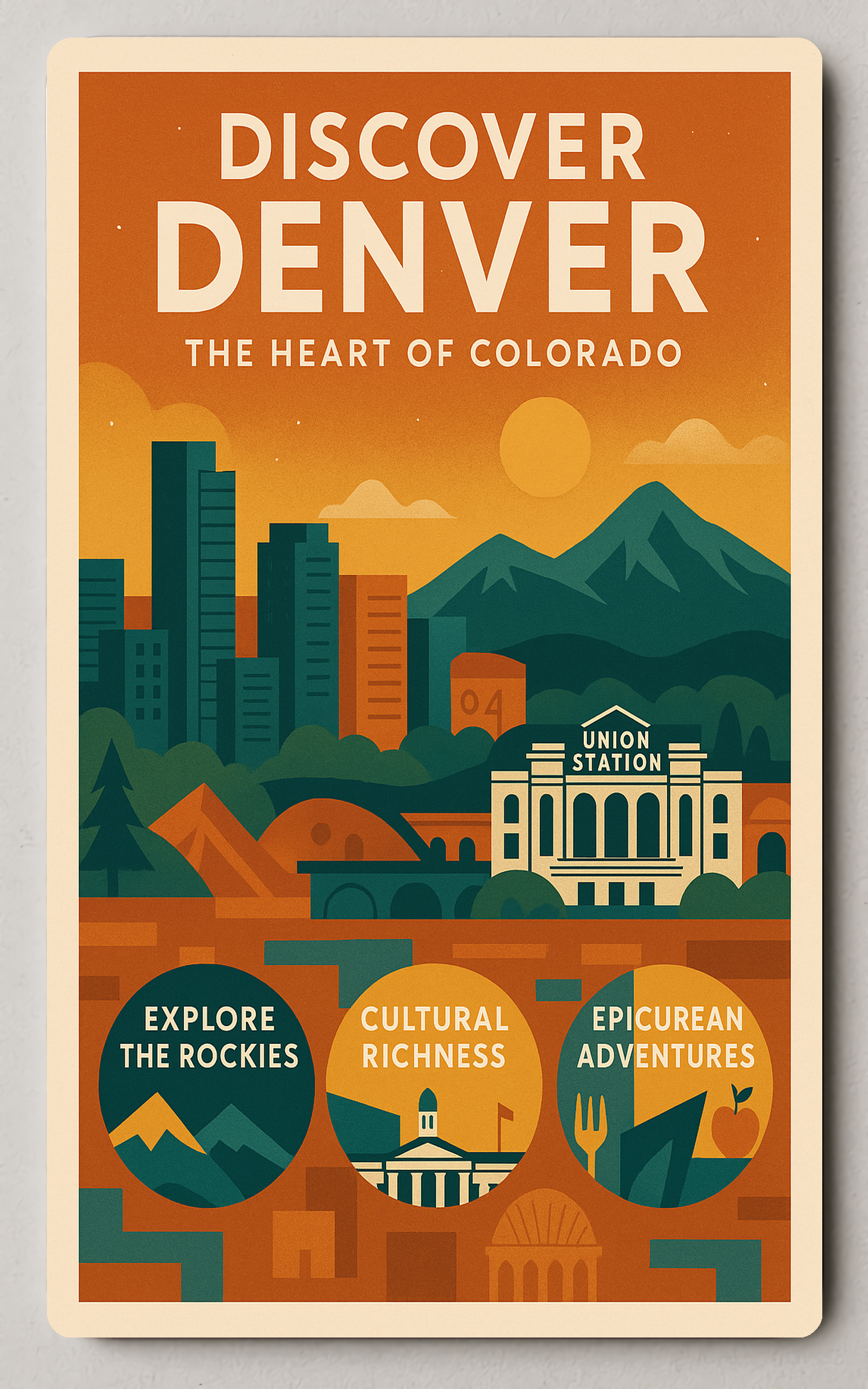 Discover Denver The Heart of Colorado - Trading Card PosterGoat