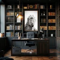 Baboon's Intense Gaze: Photorealistic Animal Poster PosterGoat