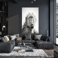 Baboon's Intense Gaze: Photorealistic Animal Poster PosterGoat