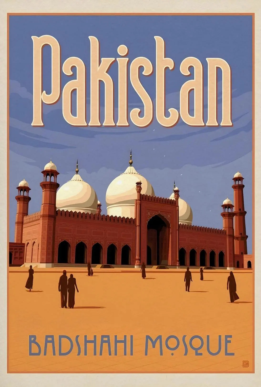 Badshahi Mosque Lahore Vintage Travel Poster PosterGoat
