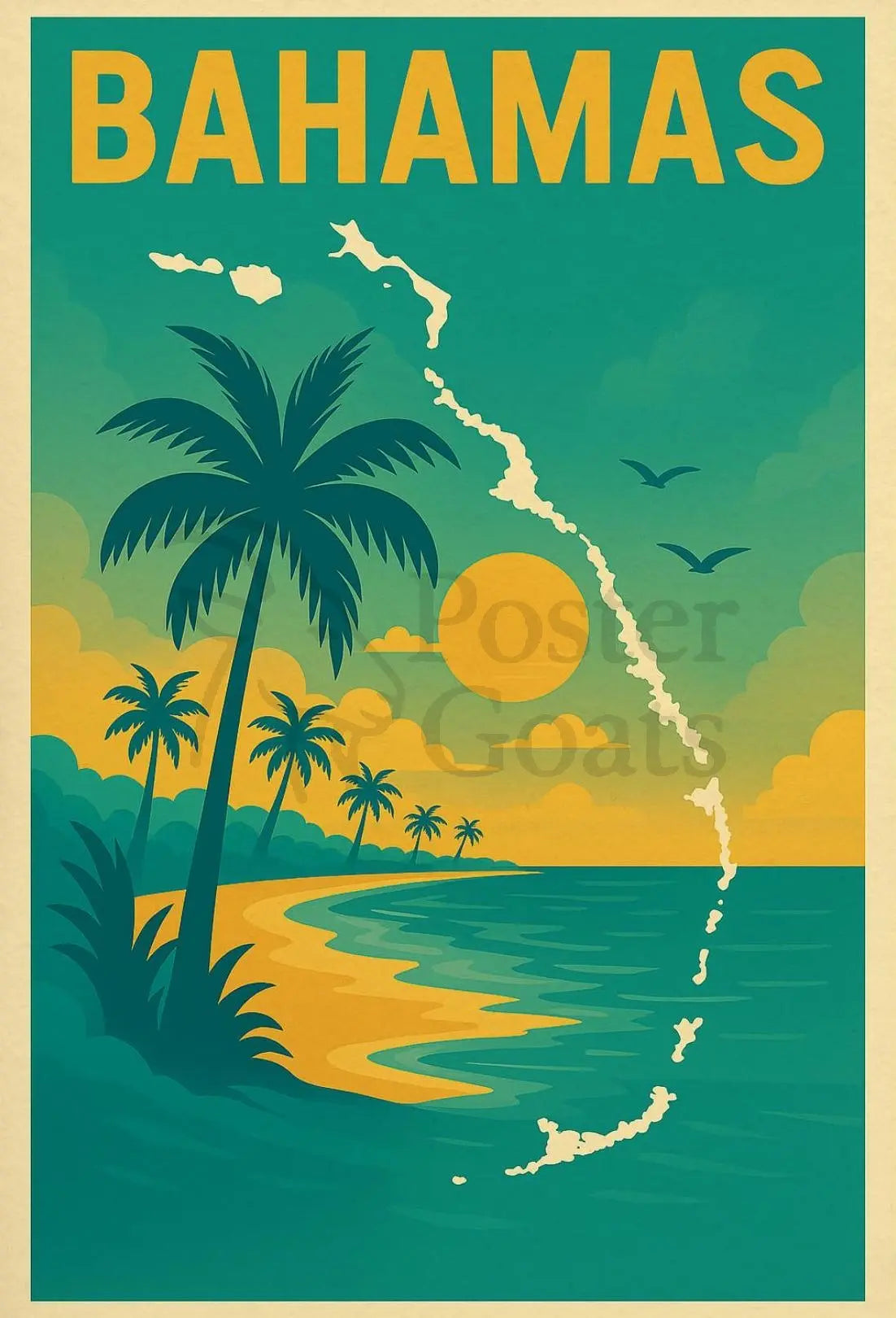 Bahamas Tropical Sunset Travel Poster PosterGoat