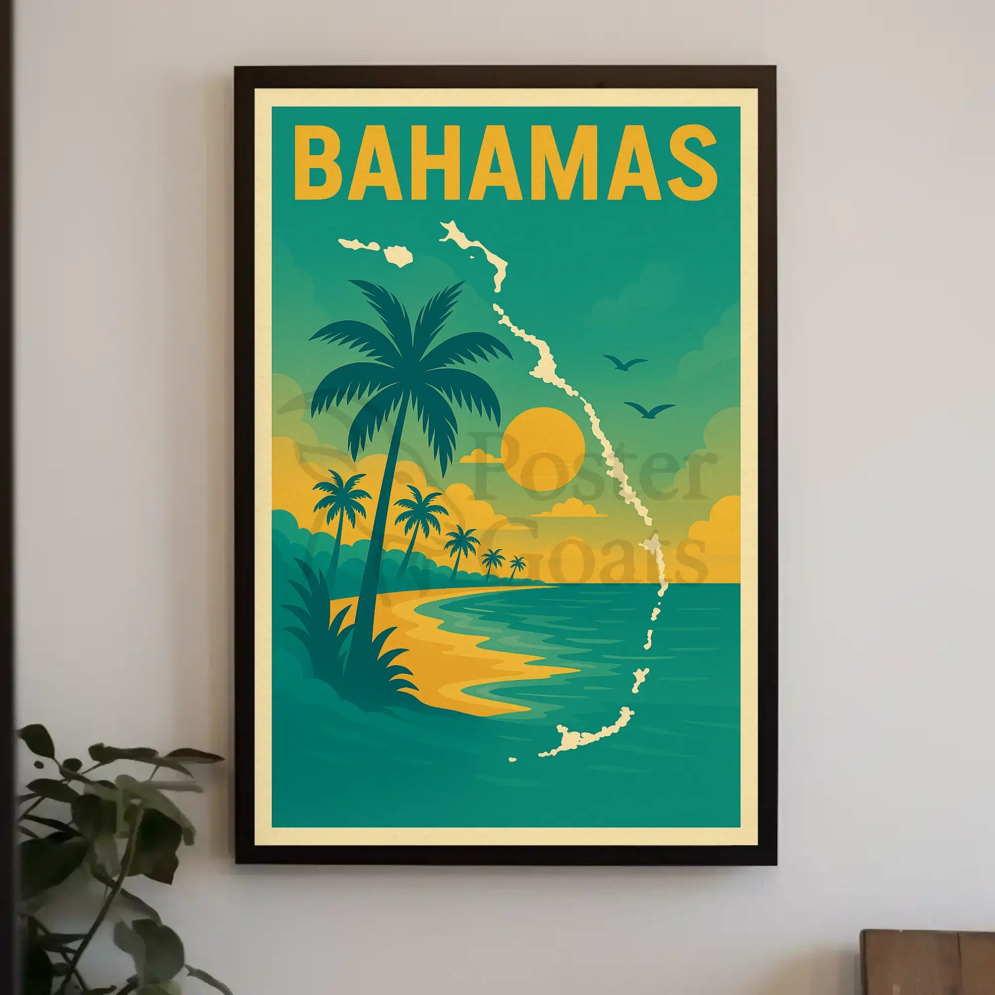 Bahamas Tropical Sunset Travel Poster PosterGoat