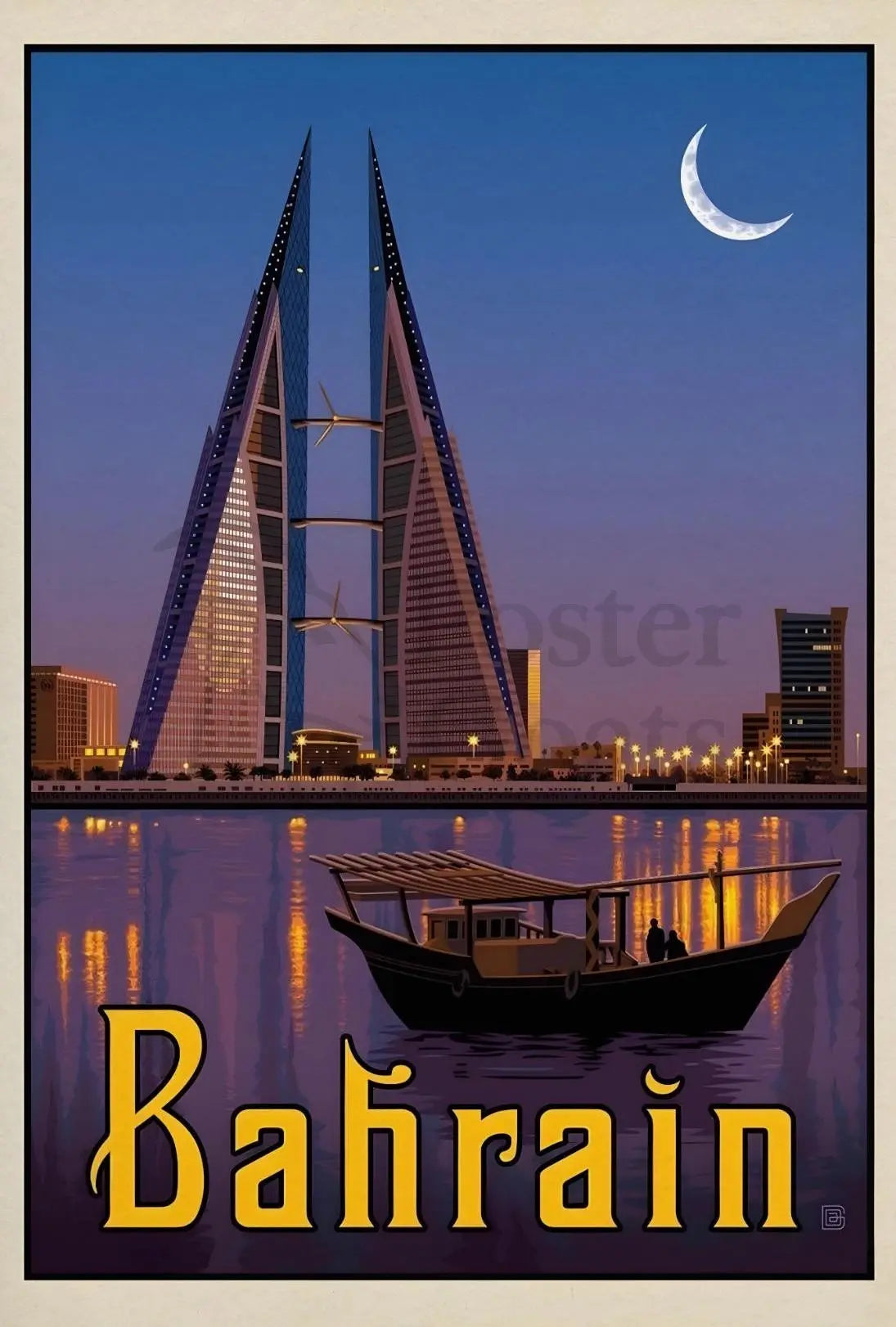 Bahrain's Blend of Tradition and Modernization Travel Poster PosterGoat