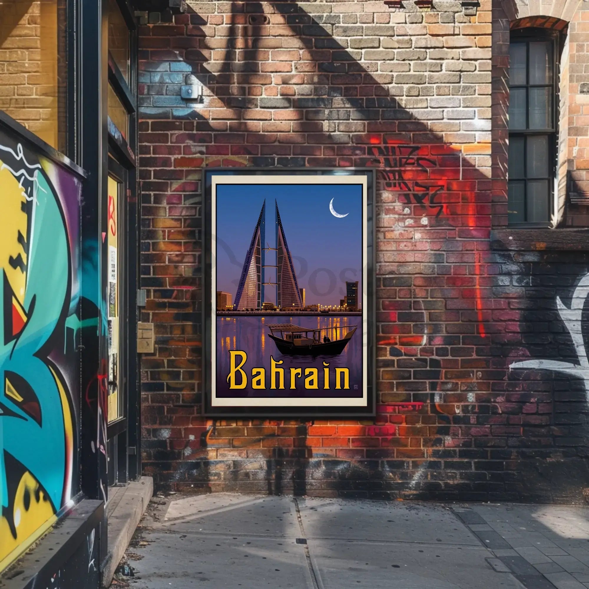 Bahrain's Blend of Tradition and Modernization Travel Poster PosterGoat