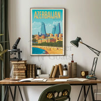 Baku Flame Towers Modern Travel Poster PosterGoat