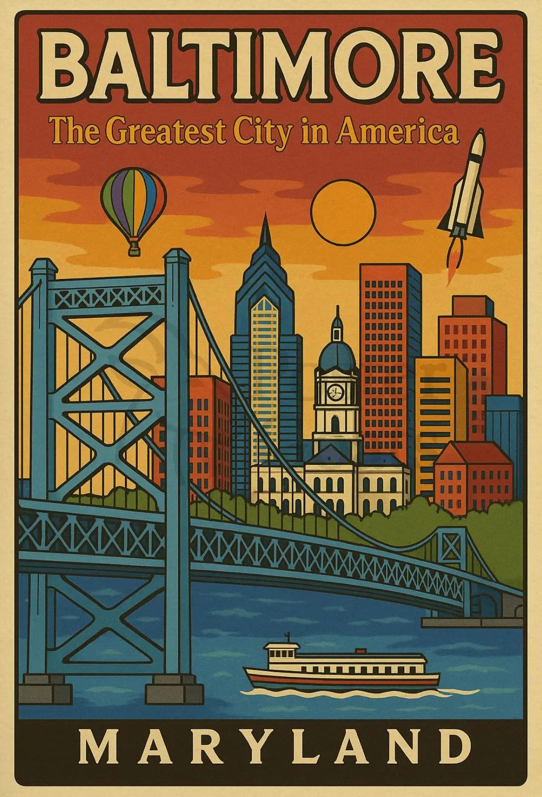 Baltimore Charm: Retro Travel Poster PosterGoat