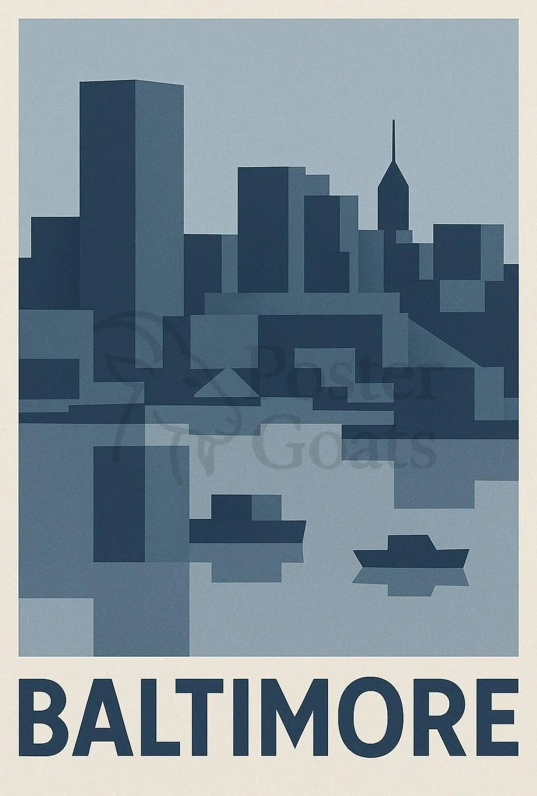 Baltimore Cityscape Modern Art Abstract, Artistic, or Pop Culture Poster PosterGoat