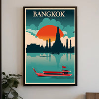 Bangkok Skyline Retro Travel Poster PosterGoat