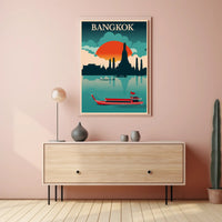 Bangkok Skyline Retro Travel Poster PosterGoat