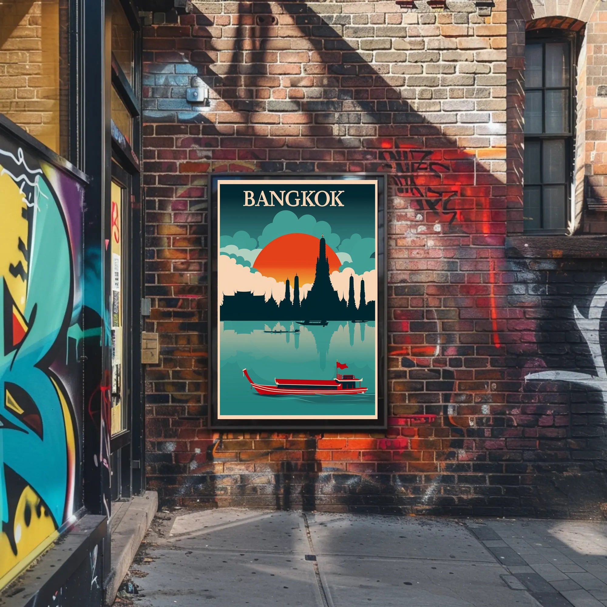Bangkok Skyline Retro Travel Poster PosterGoat