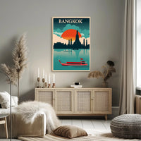 Bangkok Skyline Retro Travel Poster PosterGoat