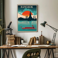 Bangkok Skyline Retro Travel Poster PosterGoat