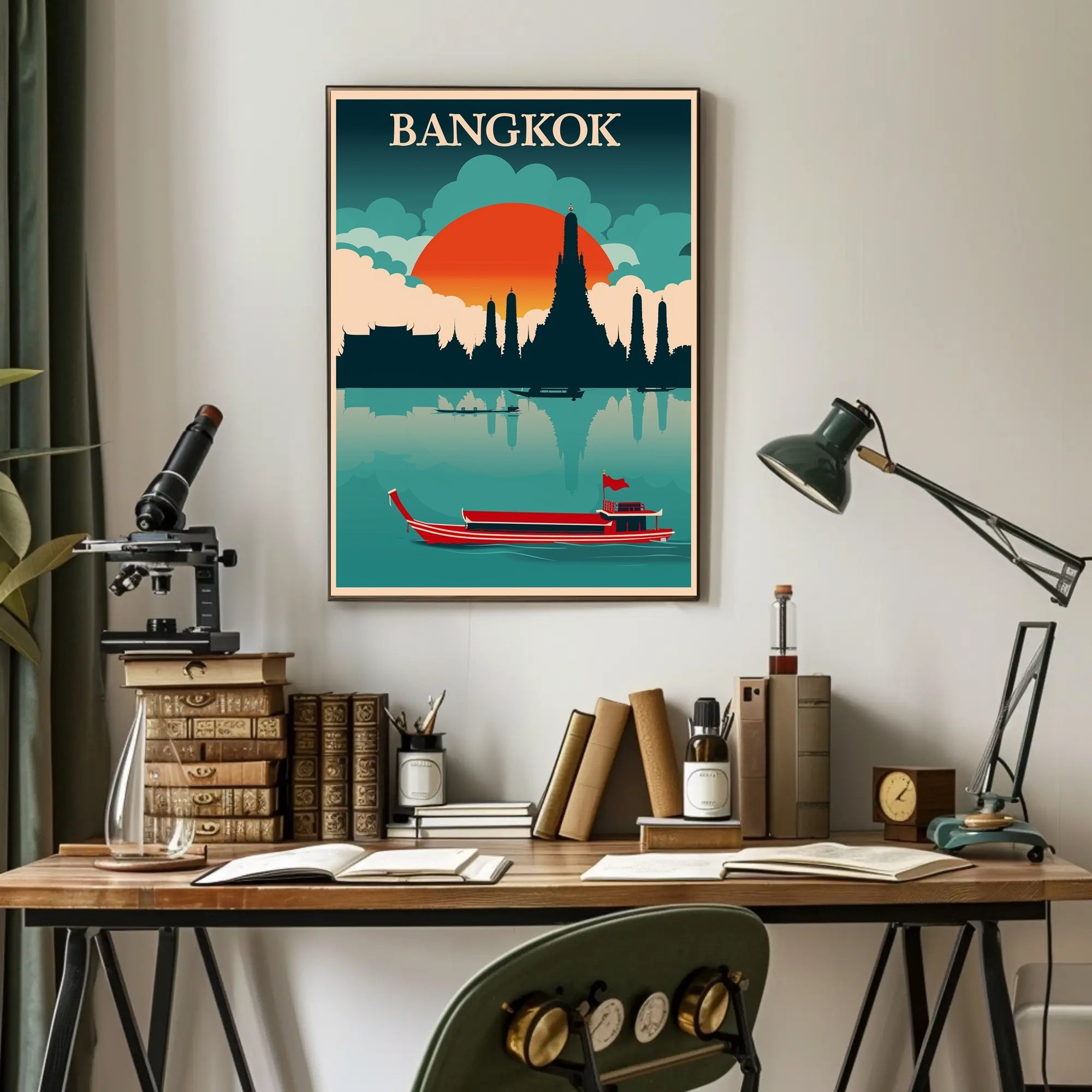 Bangkok Skyline Retro Travel Poster PosterGoat
