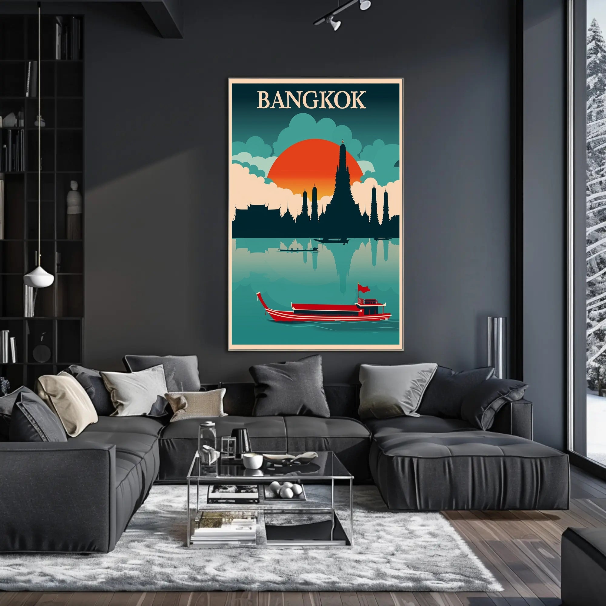 Bangkok Skyline Retro Travel Poster PosterGoat