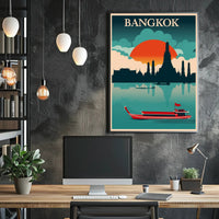 Bangkok Skyline Retro Travel Poster PosterGoat
