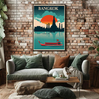 Bangkok Skyline Retro Travel Poster PosterGoat