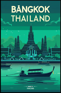 Bangkok Thailand Vibrant Stylized Cityscape Travel Poster PosterGoat
