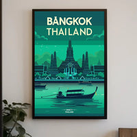 Bangkok Thailand Vibrant Stylized Cityscape Travel Poster PosterGoat