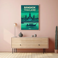 Bangkok Thailand Vibrant Stylized Cityscape Travel Poster PosterGoat