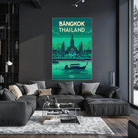 Bangkok Thailand Vibrant Stylized Cityscape Travel Poster PosterGoat