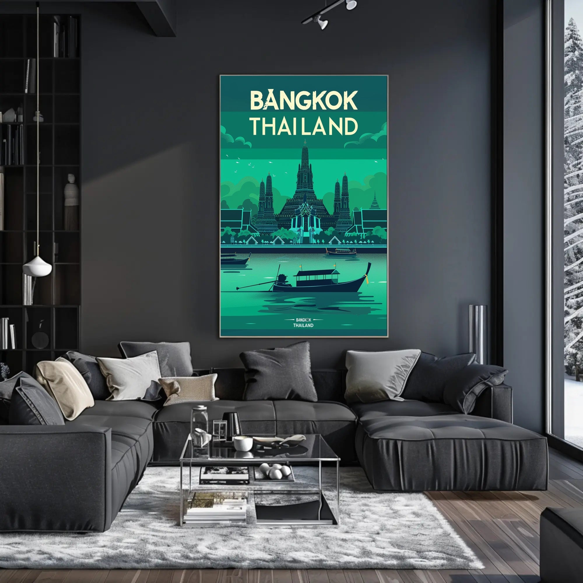 Bangkok Thailand Vibrant Stylized Cityscape Travel Poster PosterGoat