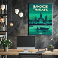 Bangkok Thailand Vibrant Stylized Cityscape Travel Poster PosterGoat