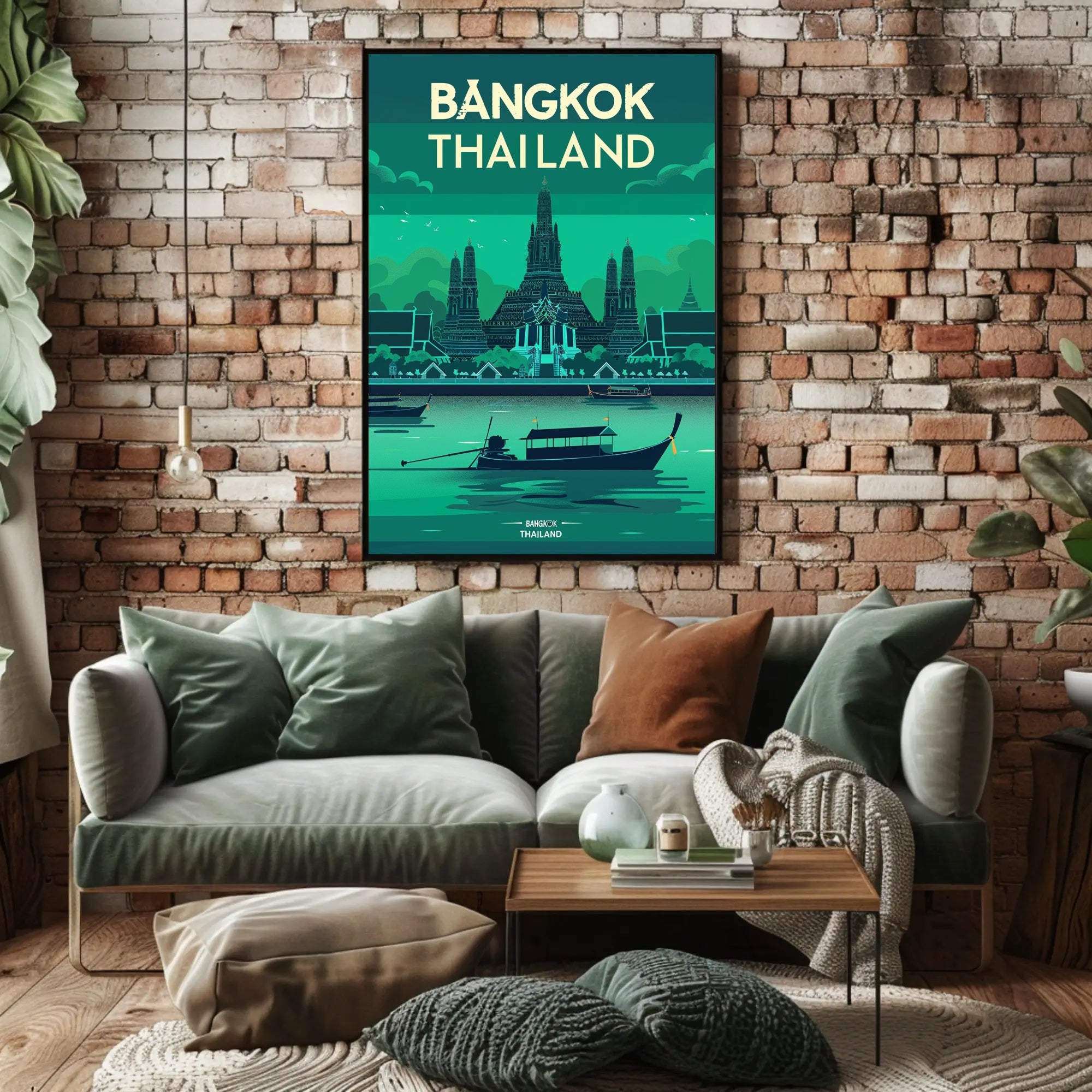 Bangkok Thailand Vibrant Stylized Cityscape Travel Poster PosterGoat