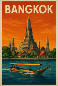 Bangkok Wat Arun Retro Travel Nostalgia Poster PosterGoat
