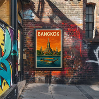 Bangkok Wat Arun Retro Travel Nostalgia Poster PosterGoat