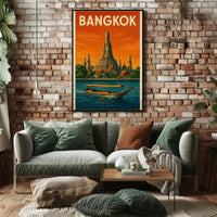 Bangkok Wat Arun Retro Travel Nostalgia Poster PosterGoat