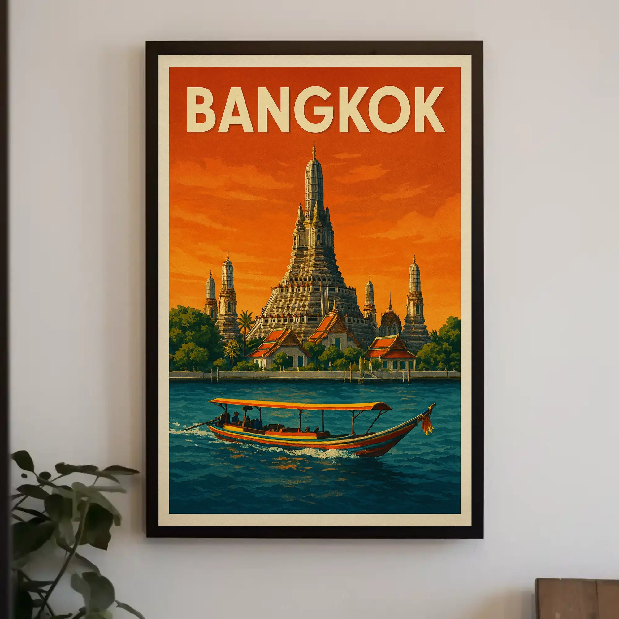 Bangkok Wat Arun Retro Travel Nostalgia Poster PosterGoat