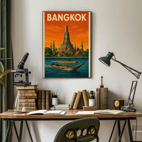 Bangkok Wat Arun Retro Travel Nostalgia Poster PosterGoat