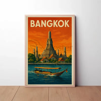 Bangkok Wat Arun Retro Travel Nostalgia Poster PosterGoat